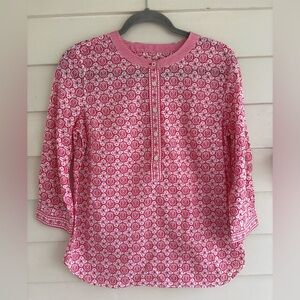 Talbots Patterned Lightweight Cotton Popover Top Size XS